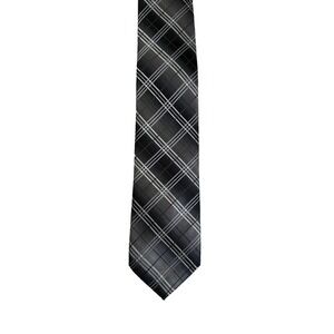 Bergamo New York Necktie Mens OS Black Plaid Excellent Woven Handmade Tie